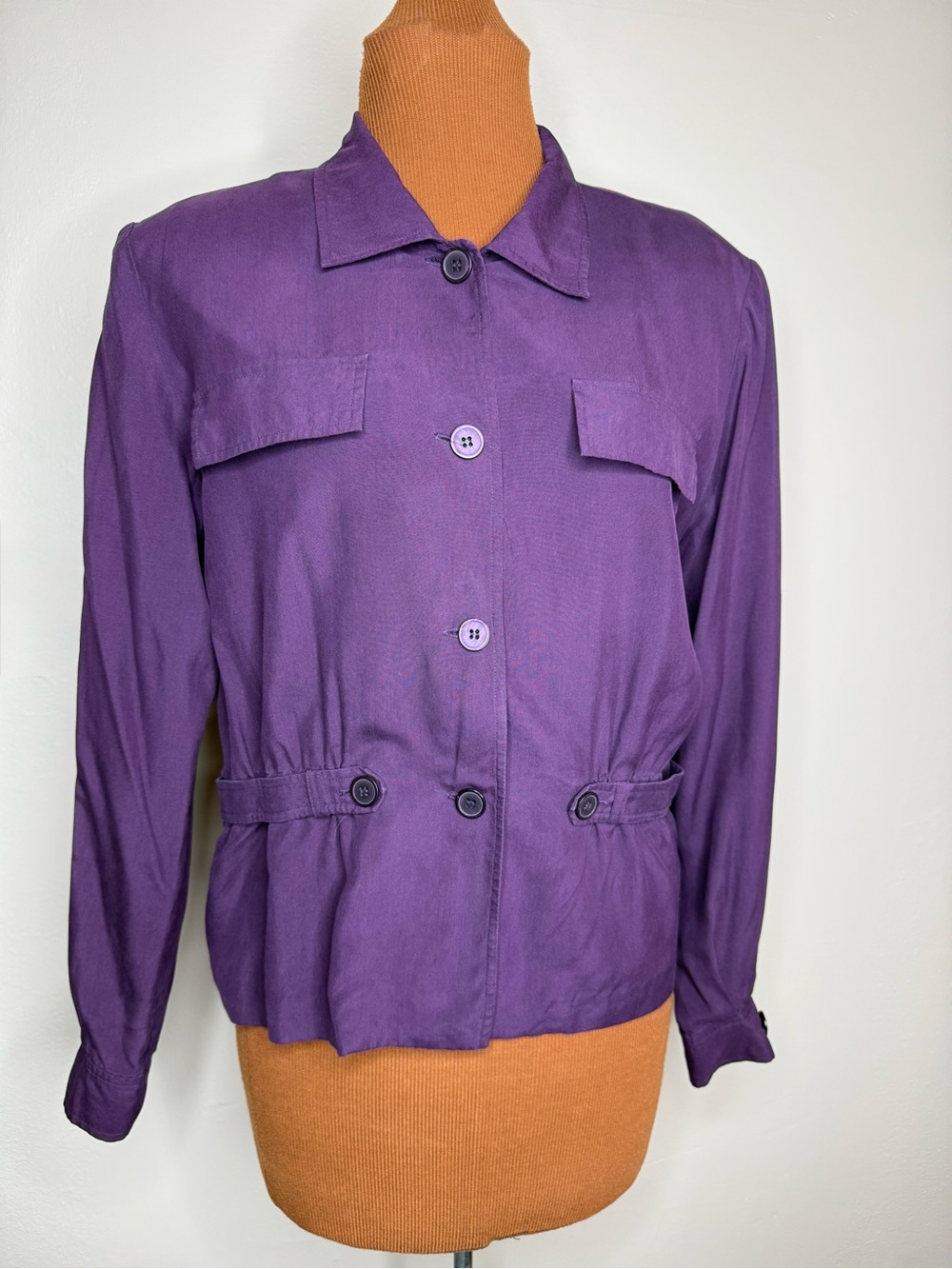 Norton McNaughton Purple Button-Front Utility Jacket Style Blouse Size 8